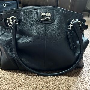 Coach Black Leather Shoulder Bag with Silver Hardware NEVER USED